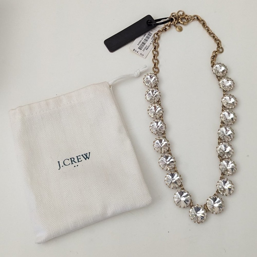 NWT J. Crew Crystal Venus Flytrap Statement Necklace with Dust Bag